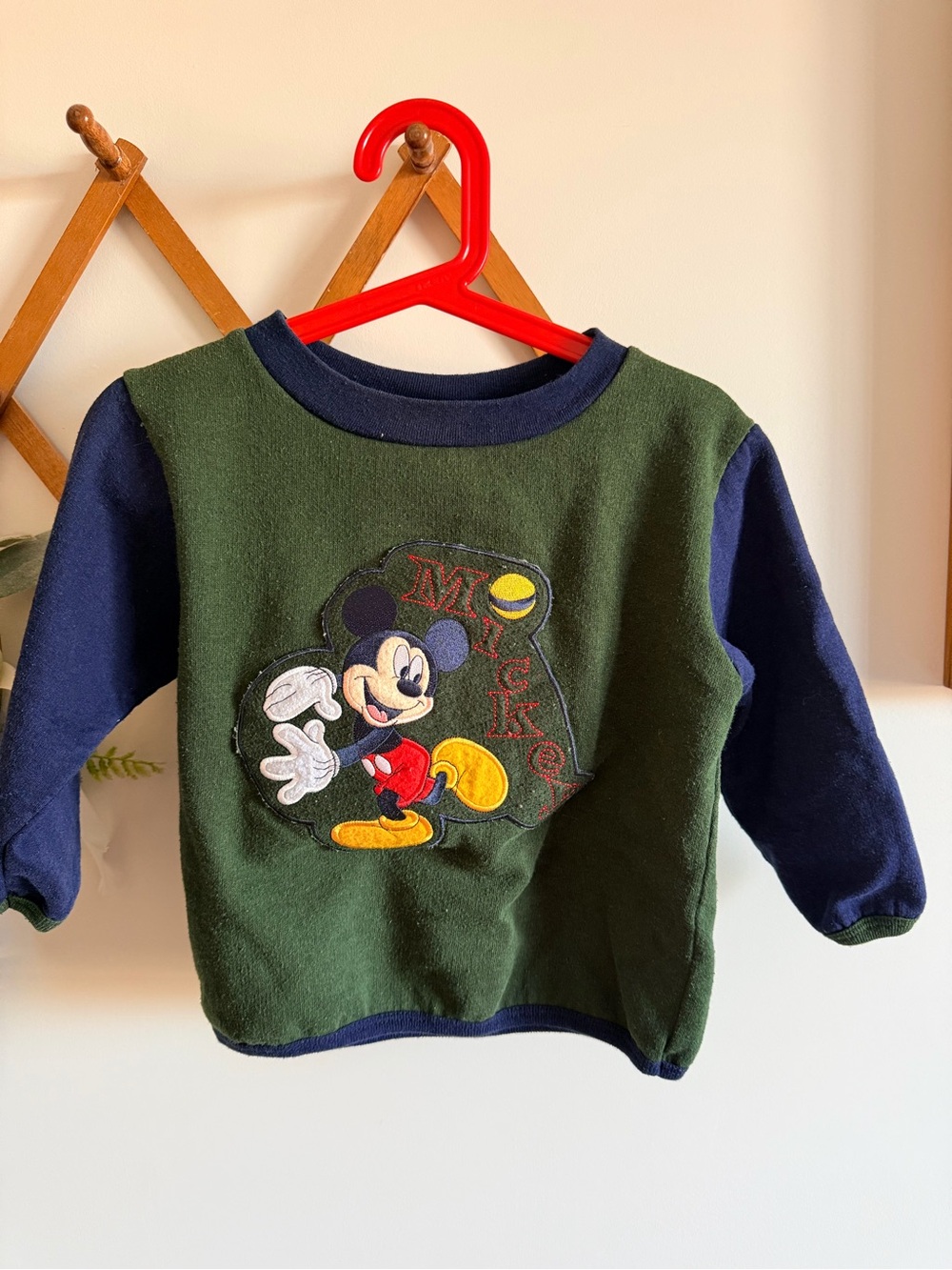 Vintage Mickey Mouse Green & Navy Kids Sweatshirt